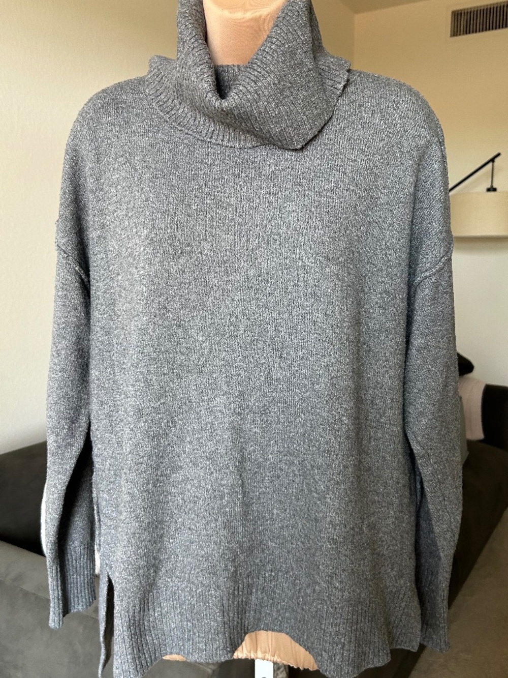 BECCA TILLEY x BAR III Heathered Grey Cowl Neck Hi-lo Sweater